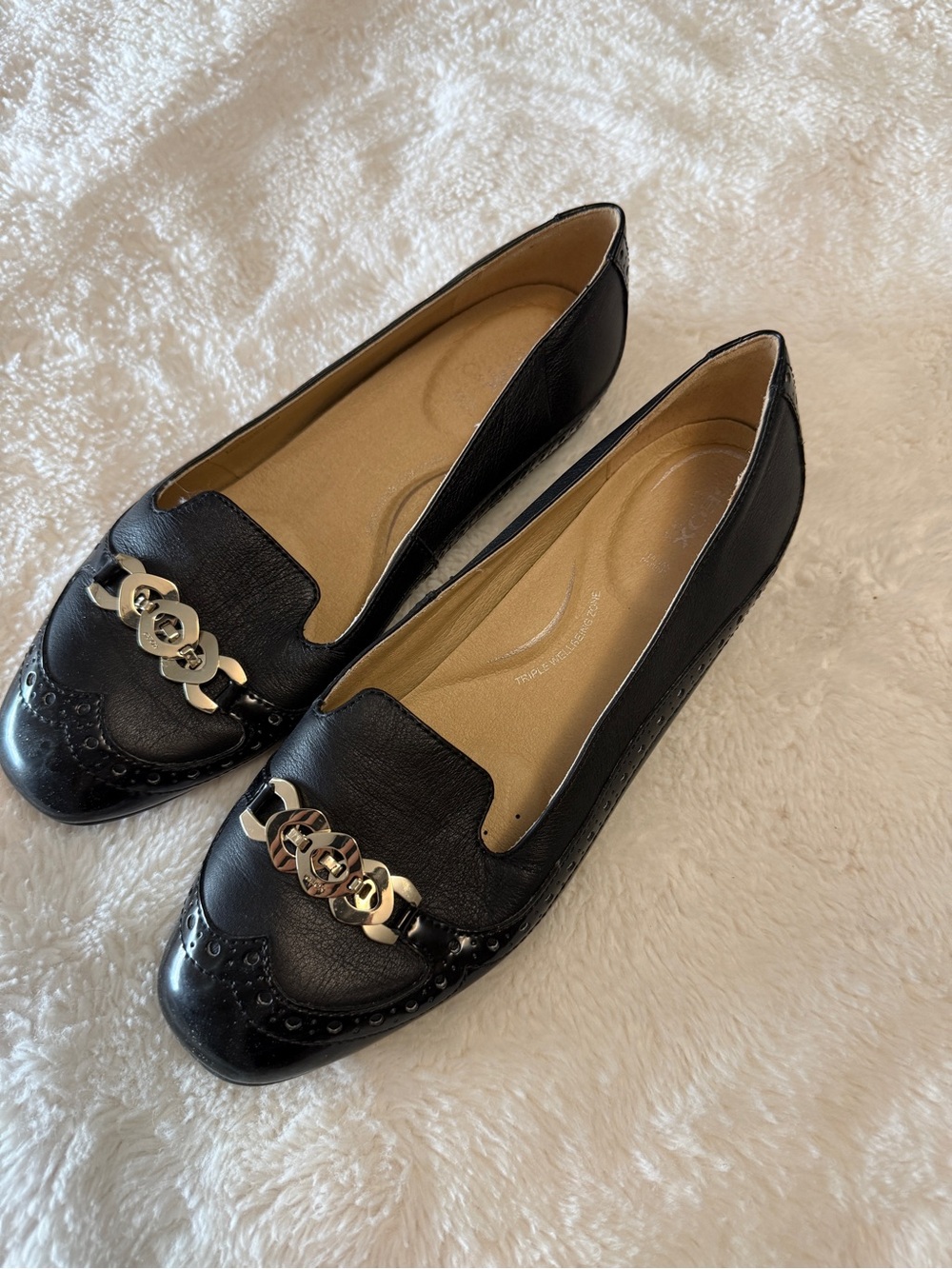 Geox Black Slip-On Loafers with Gold Chain Accent